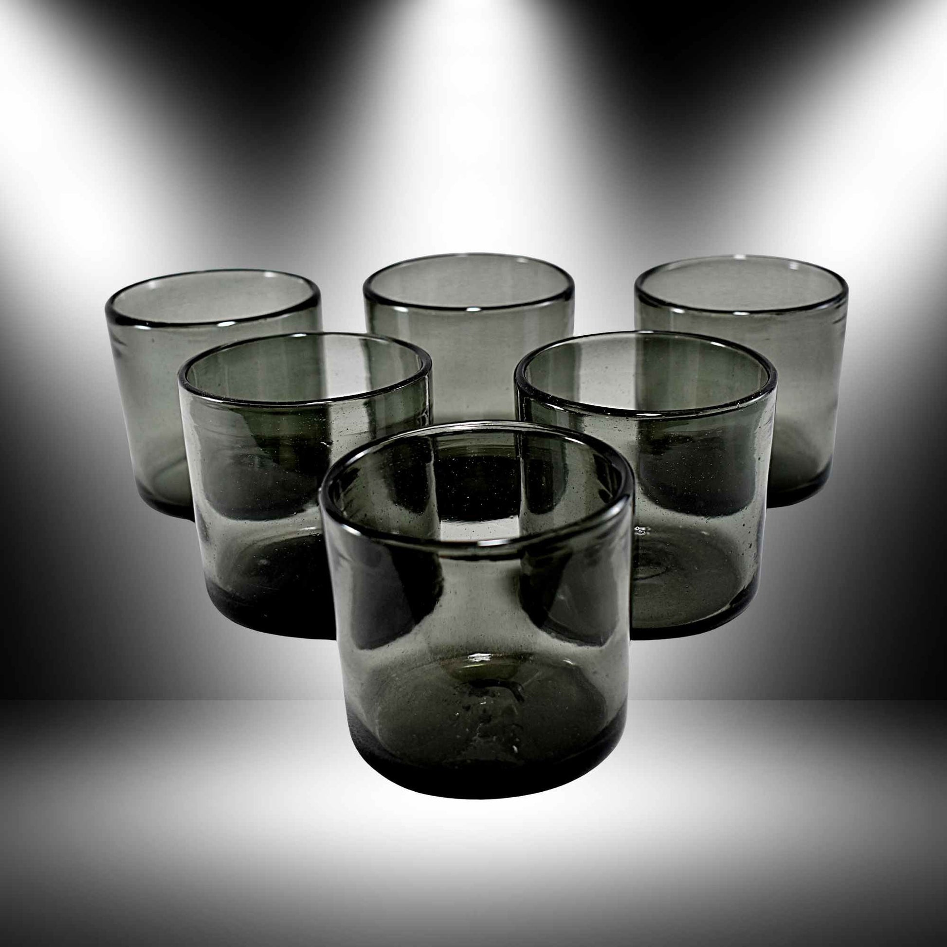 Vasos Vidrio Soplado | Set de 6 Piezas | Hechos Artesanalmente en México | Old Fashioned (Humo, 8 Oz.) - MAREY -