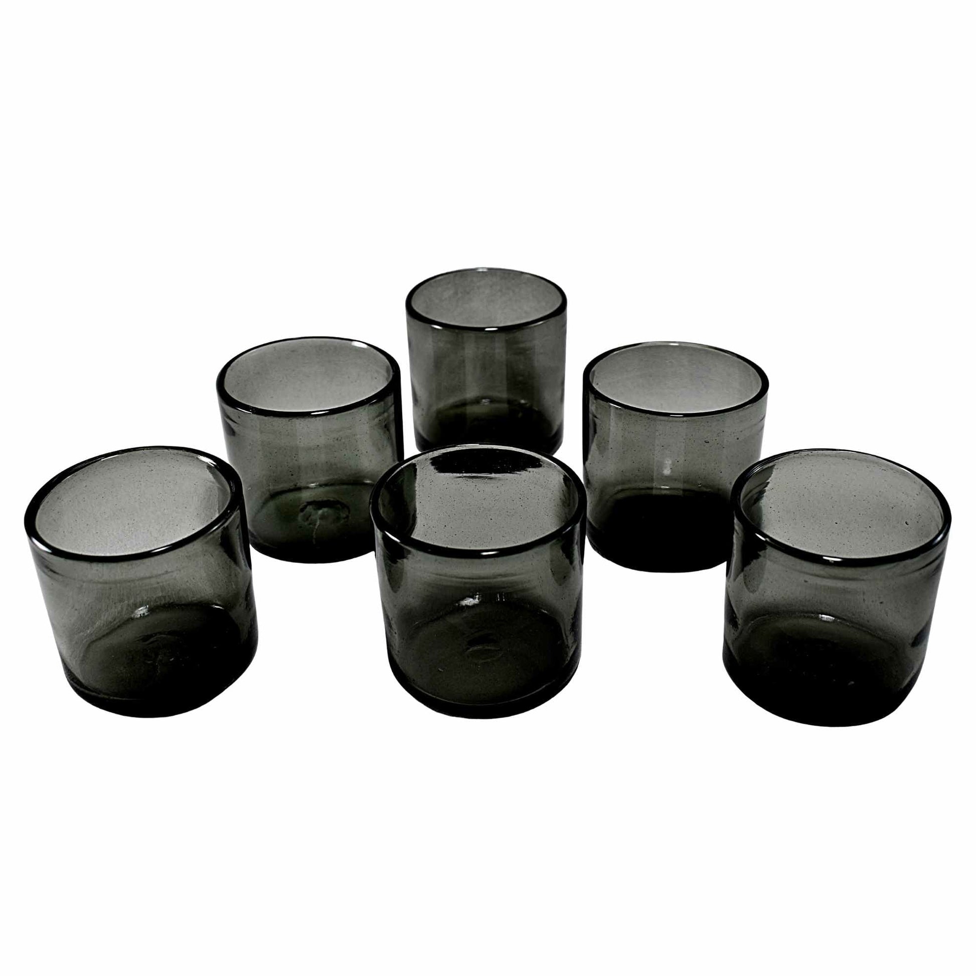 Vasos Vidrio Soplado | Set de 6 Piezas | Hechos Artesanalmente en México | Old Fashioned (Humo, 8 Oz.) - MAREY -