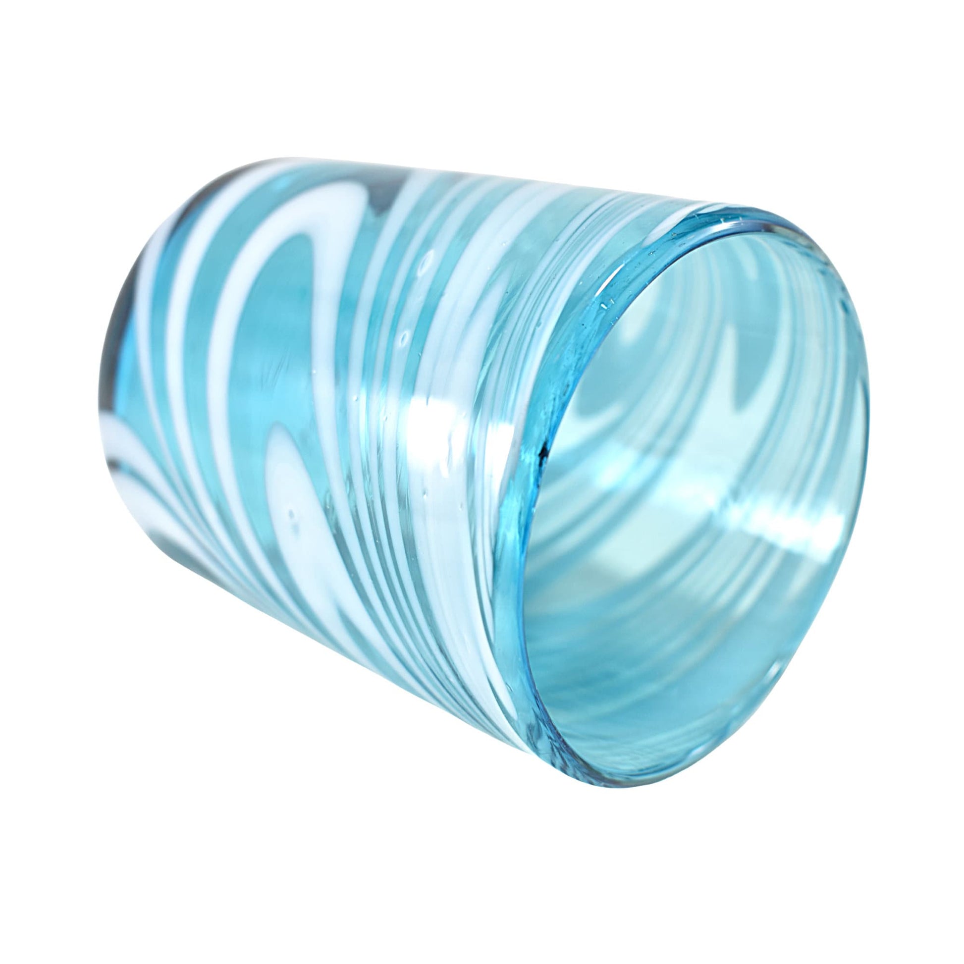 Vasos Vidrio Soplado | Set de 6 Piezas | Hechos Artesanalmente en México | (Poseidon –natural–, Agua 16 Oz.) - MAREY -
