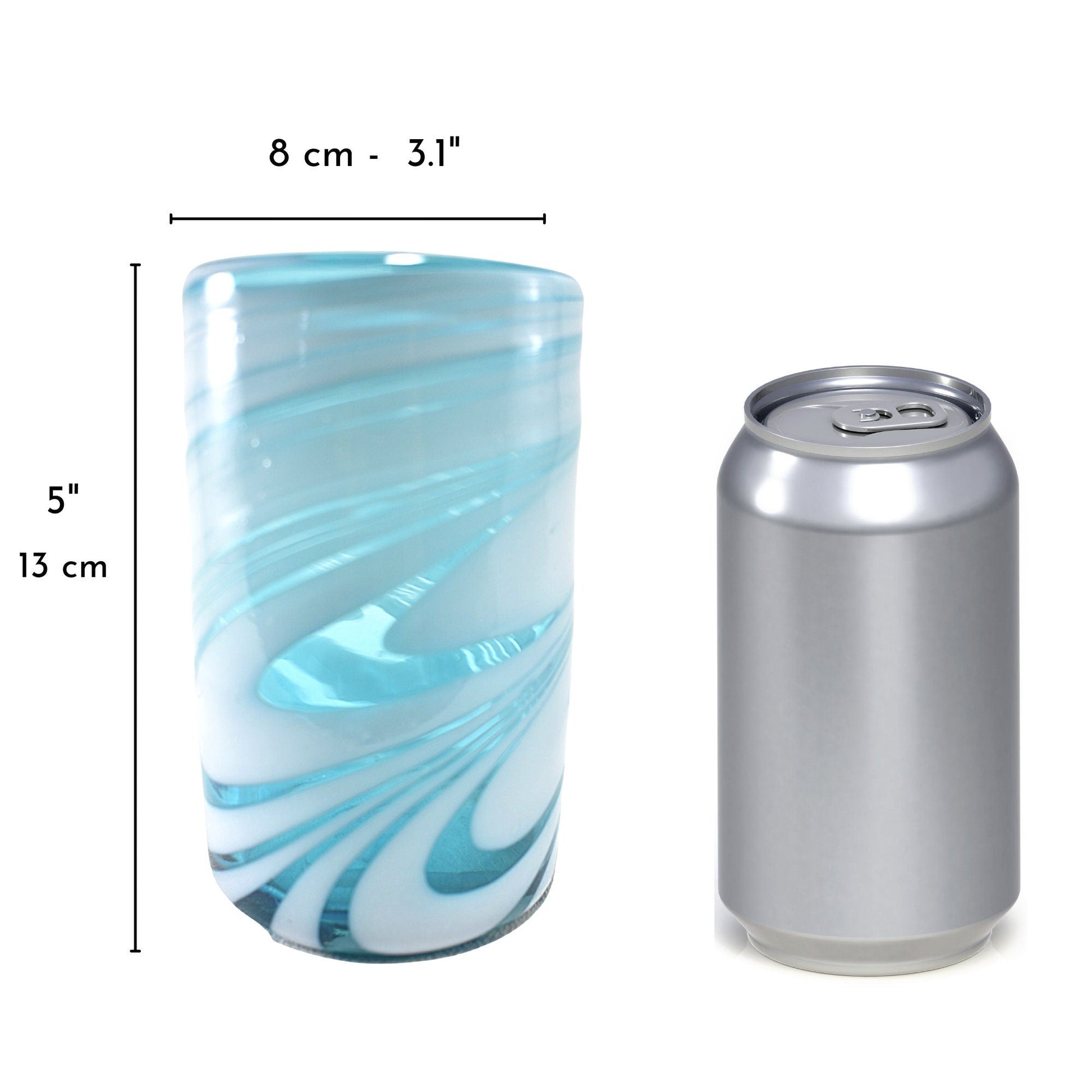 Vasos Vidrio Soplado | Set de 6 Piezas | Hechos Artesanalmente en México | (Poseidon –natural–, Agua 16 Oz.) - MAREY -