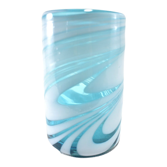 Vasos Vidrio Soplado | Set de 6 Piezas | Hechos Artesanalmente en México | (Poseidon –natural–, Agua 16 Oz.) - MAREY -